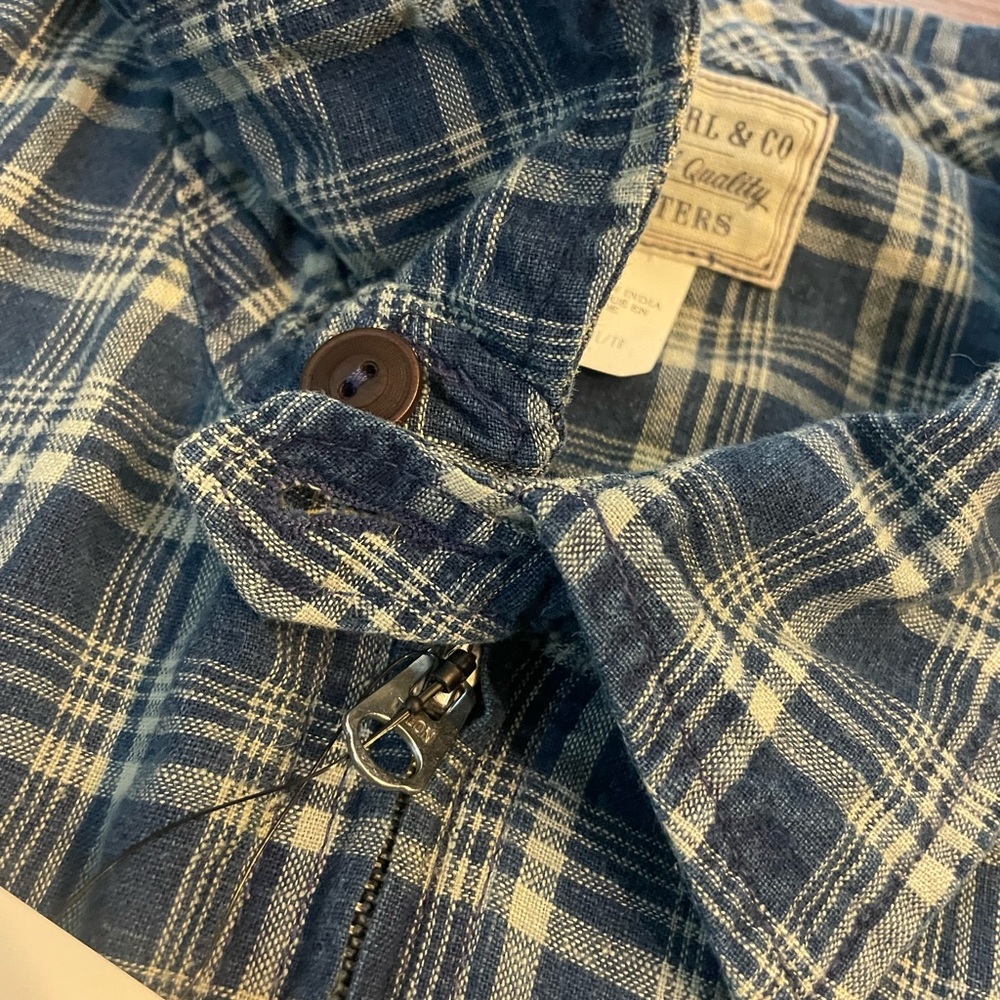 RRL Indigo Plaid Linen Windbreaker - Picture 7 of 12